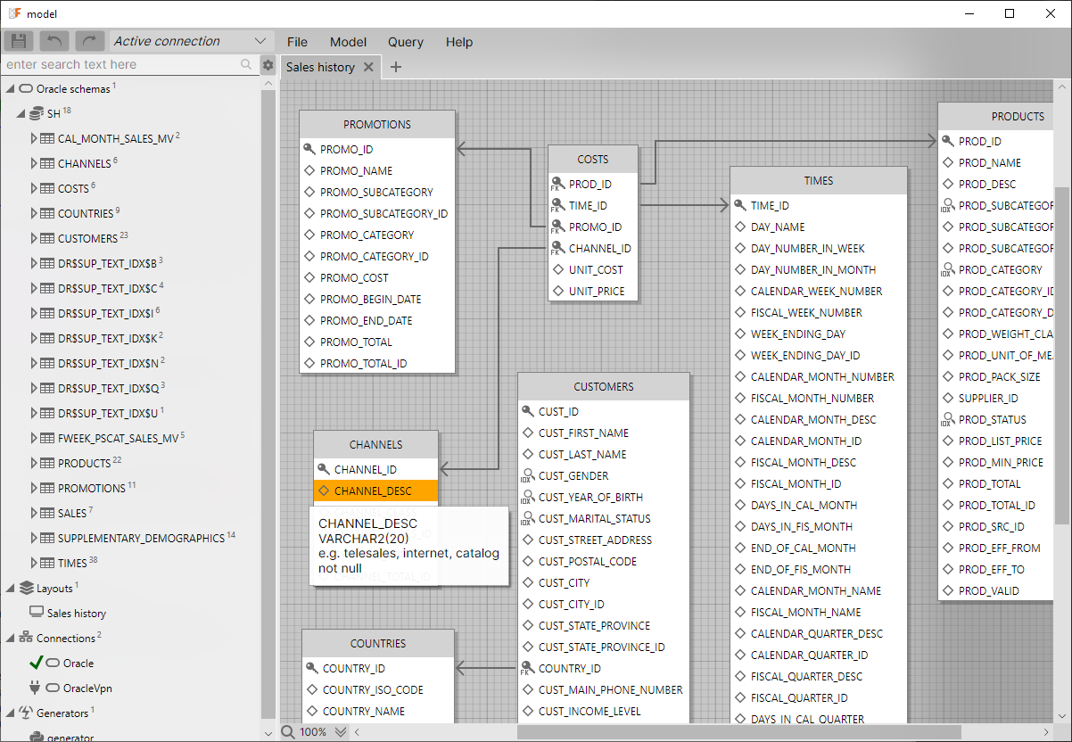 OrmFactory main window interface