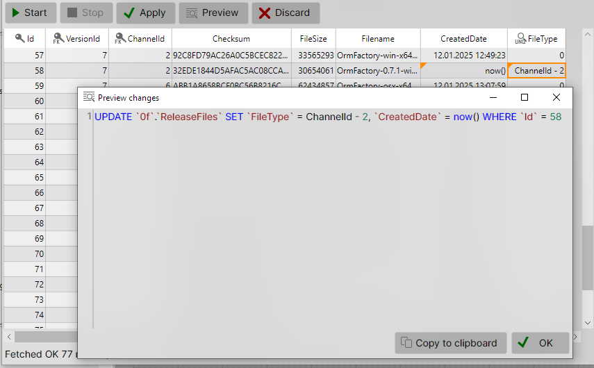 SQL expressions as cell values