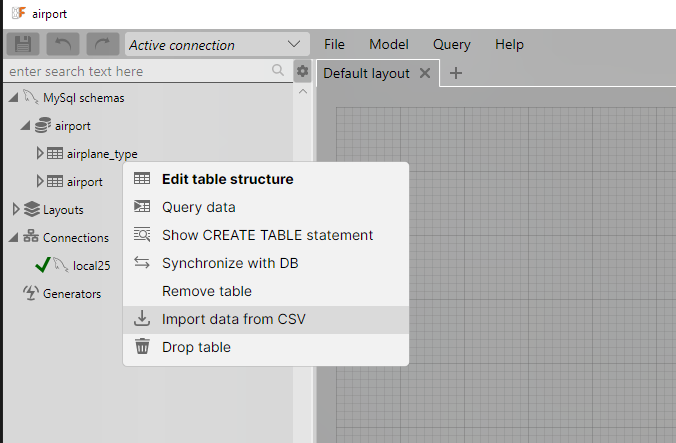How to start import from project tree