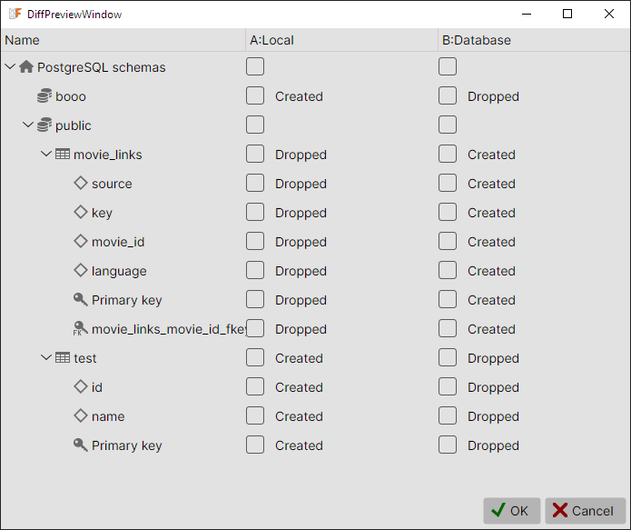 Diff preview window
